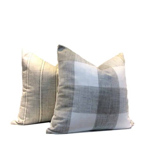 Buffalo Check Taupe and White Pillow Cover 