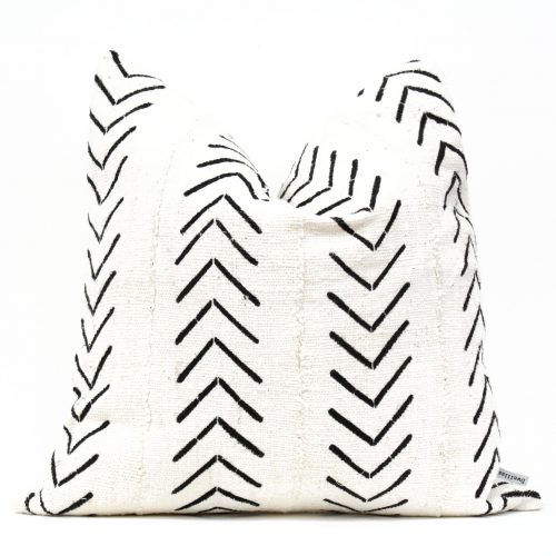 Mawai White and Black African Mud Cloth Pillow Cover