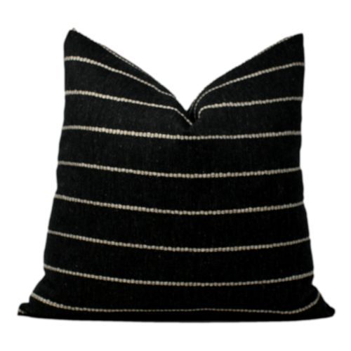 Black with White Stripe Pillow Cover