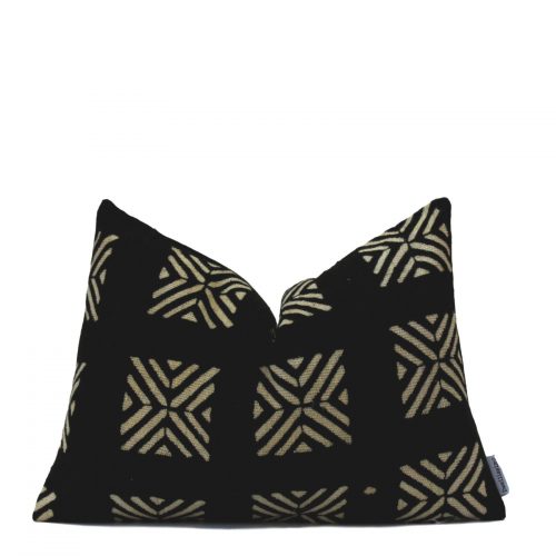 Connery Black & Cream Geometric Mud Cloth Pillow Cover