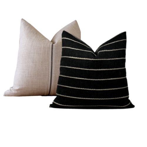 Light Oatmeal Stripe Pillow Cover