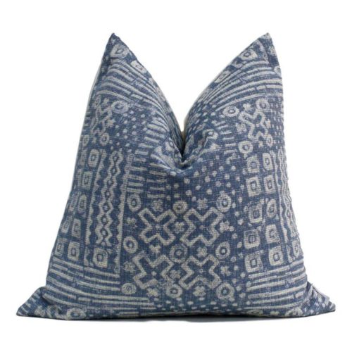 Tribal Blue African Pattern Pillow