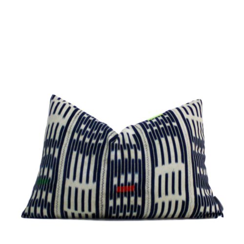 African Blue & White Baule Pillow