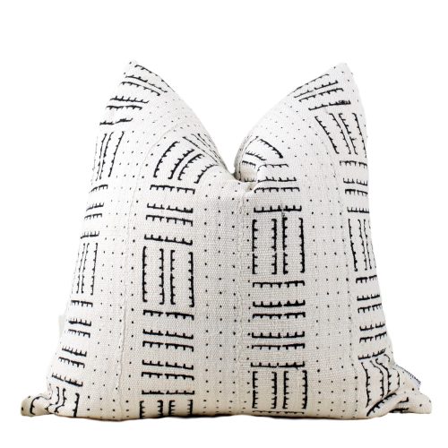 Isara White & Black Geometric Mud Cloth Pillow Cover