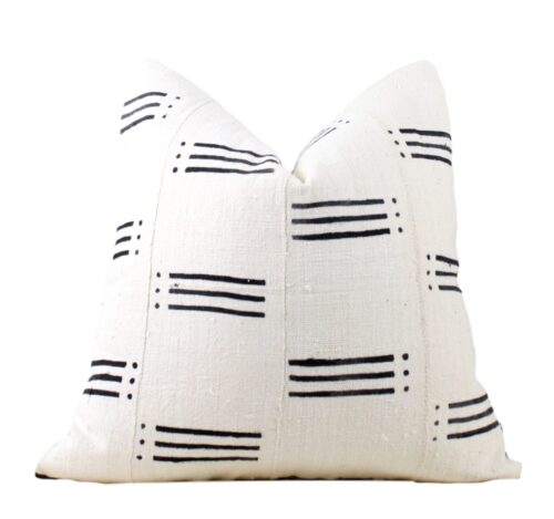 Taiwoo White and Black African Mud Cloth Pillow Cove