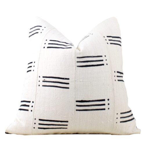 Taiwoo White and Black African Mud Cloth Pillow Cove