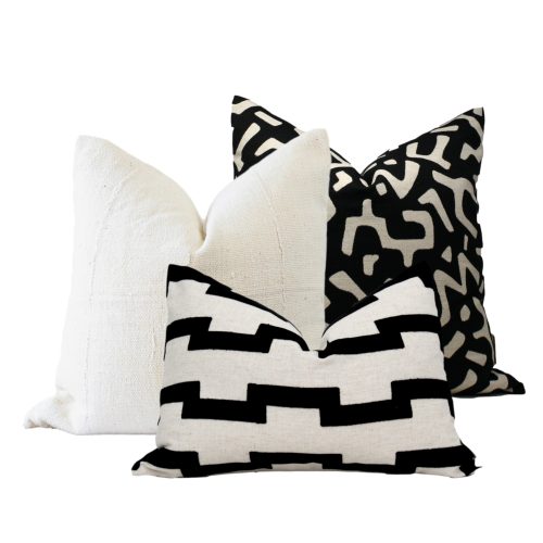 Black Cream Pillow Covers