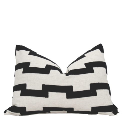 Black and Ecru Stripe Pillow Cover