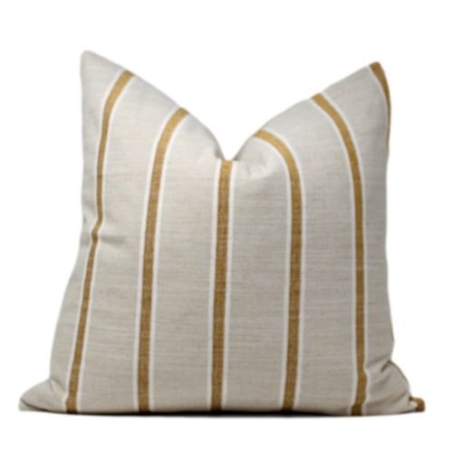 Mustard & Oatmeal Stripe Pillow Cover