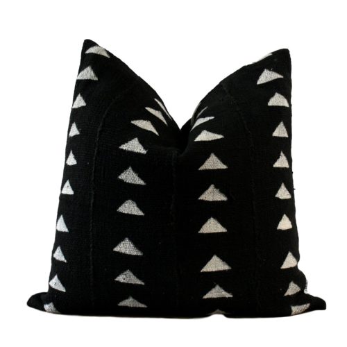 Basma Black & Cream Triangles Mud Cloth Pillow Cover