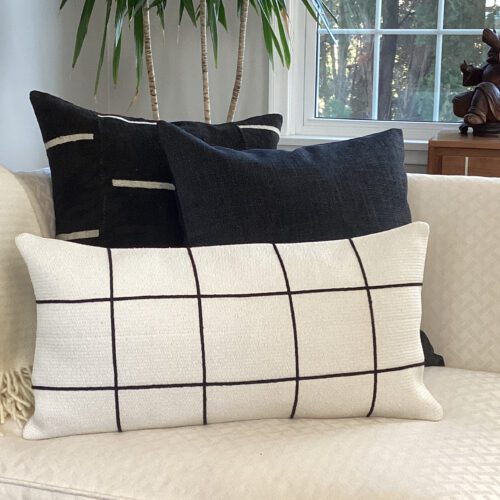 Black & Cream Lines Mud Cloth Pillow Cover