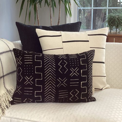 Geometric Black and White Mud Cloth Pillow Cover