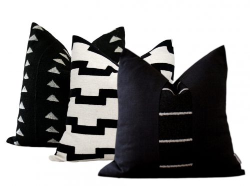 black white stripe pillow