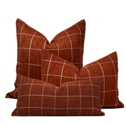 Rusty Red Check Pillow Cover