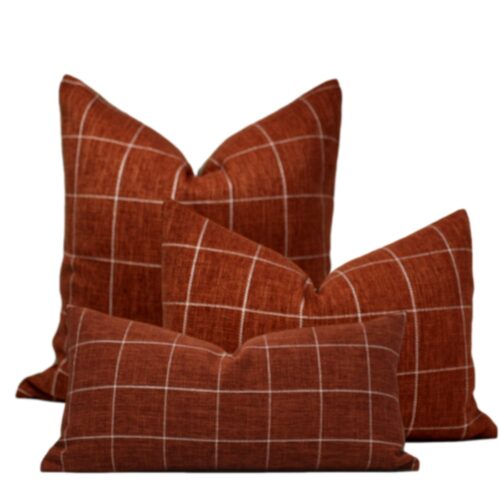 Rusty Red Check Pillow Cover