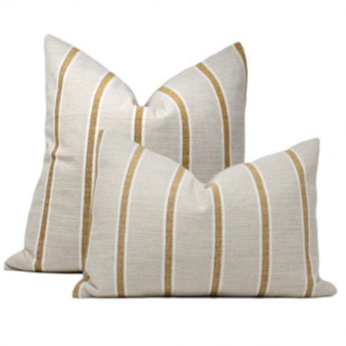 Mustard & Oatmeal Stripe Pillow Cover