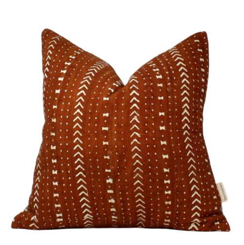 Lottie Rust & Cream Mud Cloth Pillow Cover