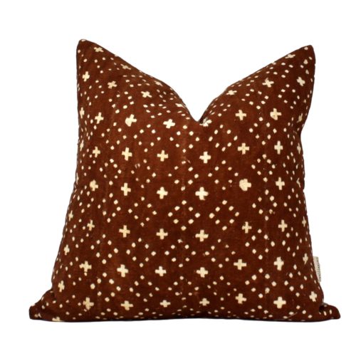 Norma Rust & Cream Mud Cloth Pillow Cover