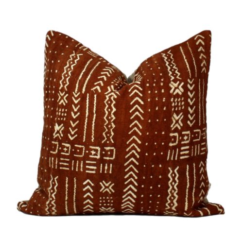 Naima Rust & Cream Mud Cloth Pillow Cover