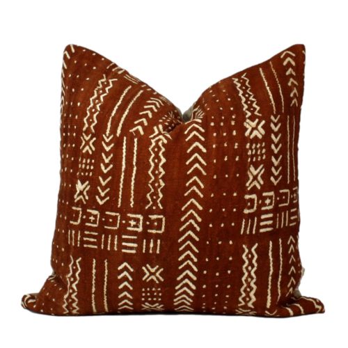 Naima Rust & Cream Mud Cloth Pillow Cover