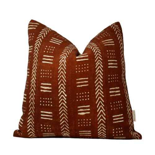 Priya Rust & Cream Mud Cloth Pillow Cover