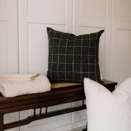 Wellington Charcoal Windowpane Check Pillow Cover