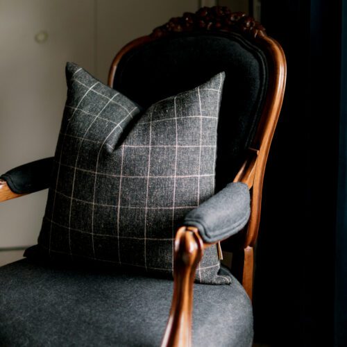 Wellington Charcoal Windowpane Check Pillow Cover