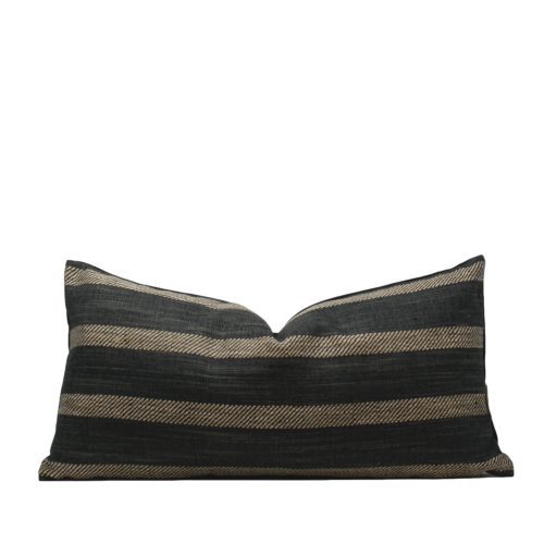 charcoal grey stripe lumbar pillow