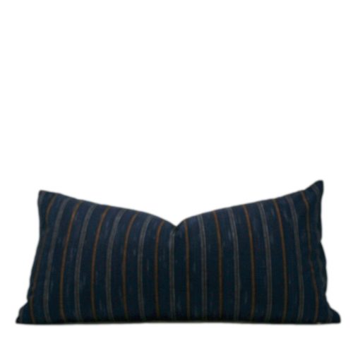 Navy with Rust Stripe Tribal Cotton Pillow