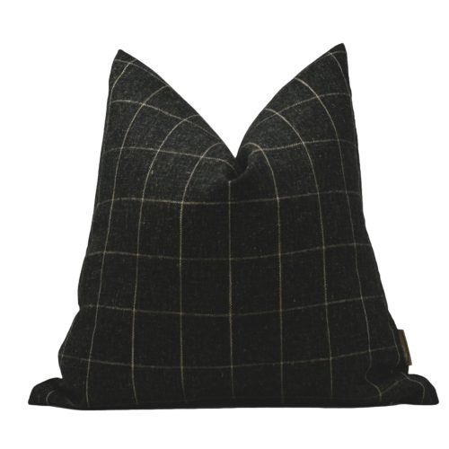 charcoal windowpane check pillow