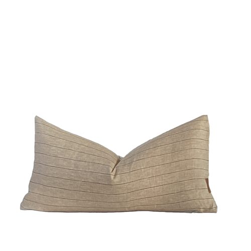 Asha | Mocha and Charcoal Stripe Pillow Cover, Light Brown and Charcoal Stripe Pillow