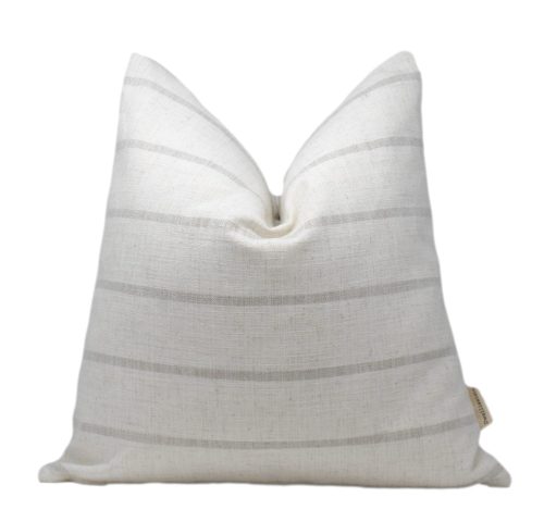 White taupe stripe pillow