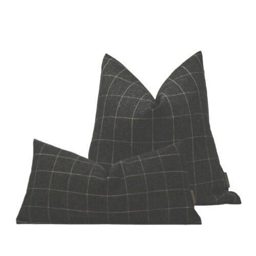 Wellington Charcoal Windowpane Check Pillow Cover