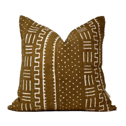 Marli Dark Mustard Mud Cloth Pillow