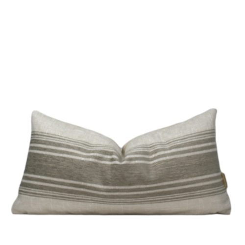 Off White and Taupe Stripe Pillow Cover