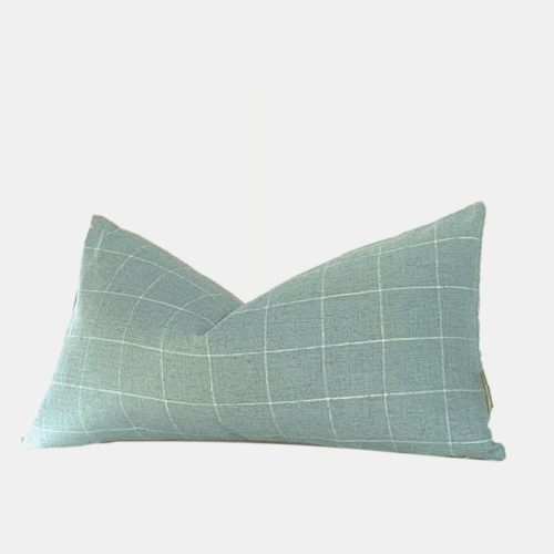 Cecile | Light Blue Windowpane Check Pillow Cover, Blue and White Check Pillow