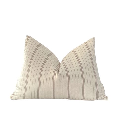 Mitta | Cream and Light Brown Pillow Cover, Cream Stripe Pillow, Brown Stripe Pillow