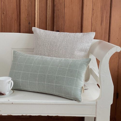 Light Blue Windowpane Check Pillow Cover