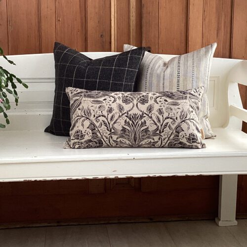 Ecru and Black Stripe Pillow Cover