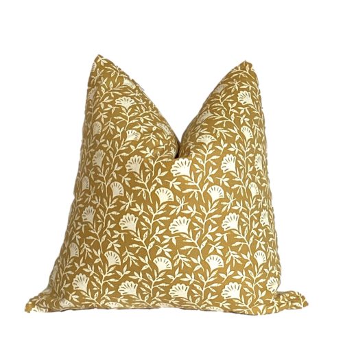 Jilli | Mustard and Cream Floral Print Pillow Cover