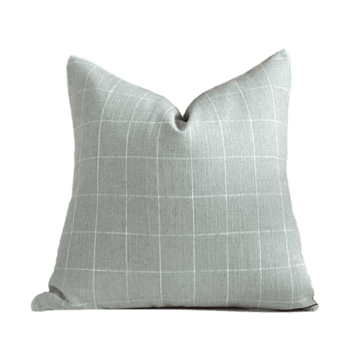 Light Blue Windowpane Check Pillow Cover