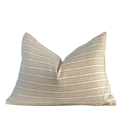 Liya | Mocha and White Stripe Pillow Cover, Taupe Stripe Pillow,