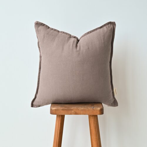 Grey Taupe Flanged Linen Pillow Cover