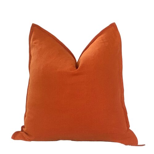 Avila Cognac Flanged Linen Pillow Cover