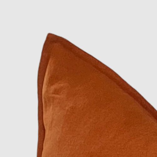 Avila Caramel Flanged Linen Pillow Cover