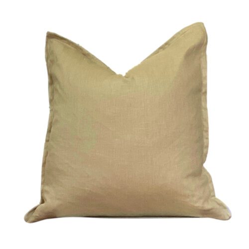 Avila Honeydew Flanged Linen Pillow Cover