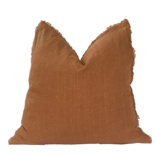 Malaga 24″ Rust Brick Linen Pillow Cover