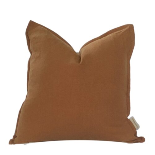 Avila Caramel Flanged Linen Pillow Cover