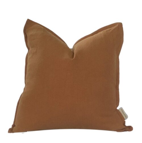 Avila Caramel Flanged Linen Pillow Cover