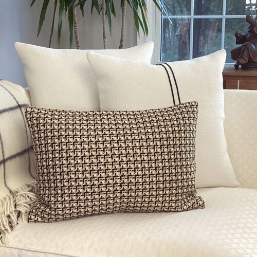 Off White and Black Windowpane Check Pillow Cover